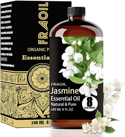 Jasmine Essential Oil, Jasmine Oil 8 Fl Oz 240ML for Diffuser Humidifier Yoga Cleaning DIY Candle Soap Making Perfume Gift for Women Essential Oils