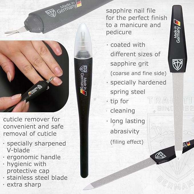 3 Swords Germany - brand quality 11 piece manicure pedicure grooming kit set for professional finger & toe nail care scissors clipper fashion leather case in gift box, Made by 3 Swords