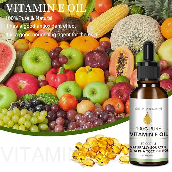 Vitamin E Oil for Face, 100% Pure Vitamin E Oil, Organic Vitamin E Facial Oils for Face Anti Aging Reduse Fine Line Wrinkle, Vitamin E Face Oil Moisturizer for Skin Hair Lip, Repair Skin