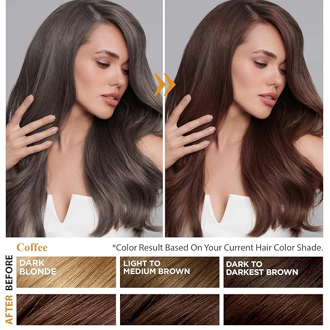 Hair Dye Shampoo in Coffee - Washes In Rich Color, Easy At-Home Color Shampoo Hair Dye for Women & Men, 3-in-1 Hair Color & Care for Natural-Looking Gray Coverage, Instant & Long-Lasting, 16.9 Fl Oz