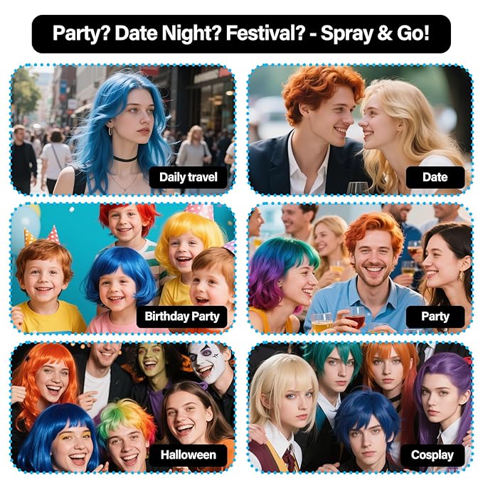 Temporary Hair Color Spray For Kids Women Men, Washable Hair Color Wax Dye For Cosplay Party DIY, Christmas Party, Halloween Crazy Hair Day (Purple, 4.06 oz)