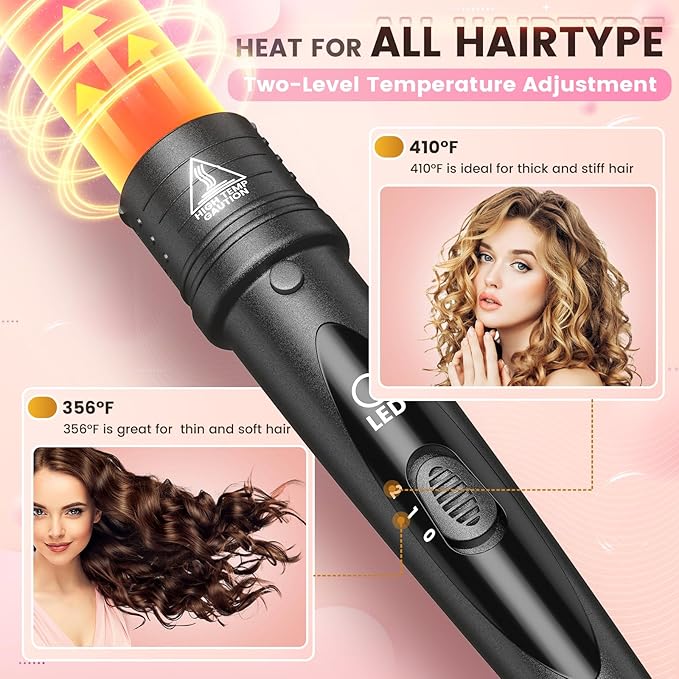5 in 1 Curling Iron Wand Set, Hair Curling Iron Interchangeable Ceramic Barrels (0.35 to 1.25 Inch), Barrel Heat Protective Glove 2 Clips, Dual Voltage Hair Curler for Girls, Women Gift - Rose Gold