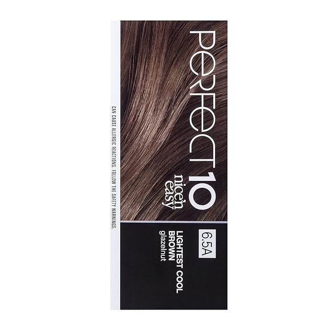 Clairol Nice‘n Easy Perfect 10 Permanent Hair Dye, 6.5A Lightest Cool Brown Hair Color, Pack of 1