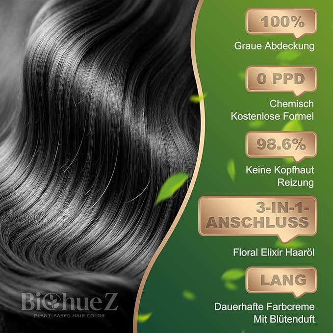 Permanent Hair Dye Gray Coverage Hair Dye PPD-Free Permanent Hair Color for Women 1B Obsidian Noir Black Natural Black