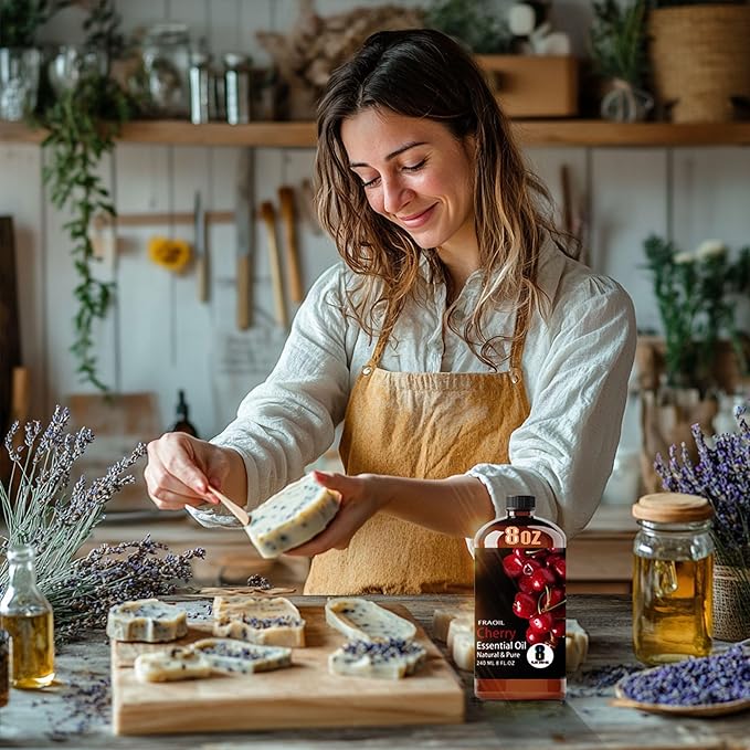 Cherry Essential Oil, Cherry Oil 8 Fl Oz 240ML for Diffuser Humidifier Yoga Cleaning DIY Candle Soap Making Perfume Gift for Women Essential Oils