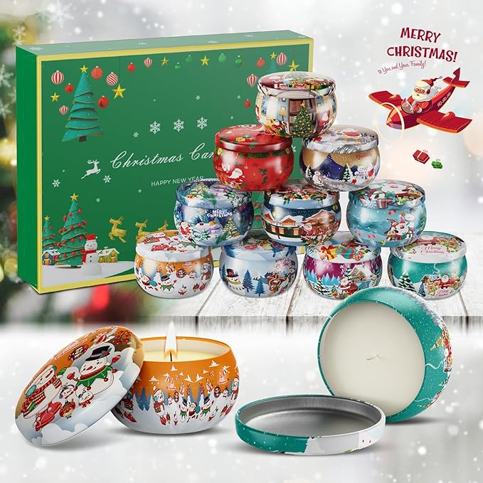 Christmas Gift Sets, Primevolve Scented Candles of 12 Bulk Home Aromatherapy Candles with Fragrances, Gift for Women, Candlelight Dinner Spa Bath