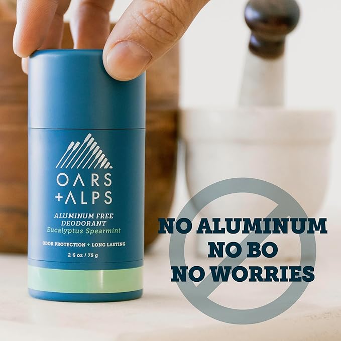 Oars + Alps Deodorant for Men & Women, Aluminum Free Deodorant for Men, Dermatologist Tested, Clean Ingredients, Vegan, Long Lasting, Odor Protection, Eucalyptus Spearmint, 1pk