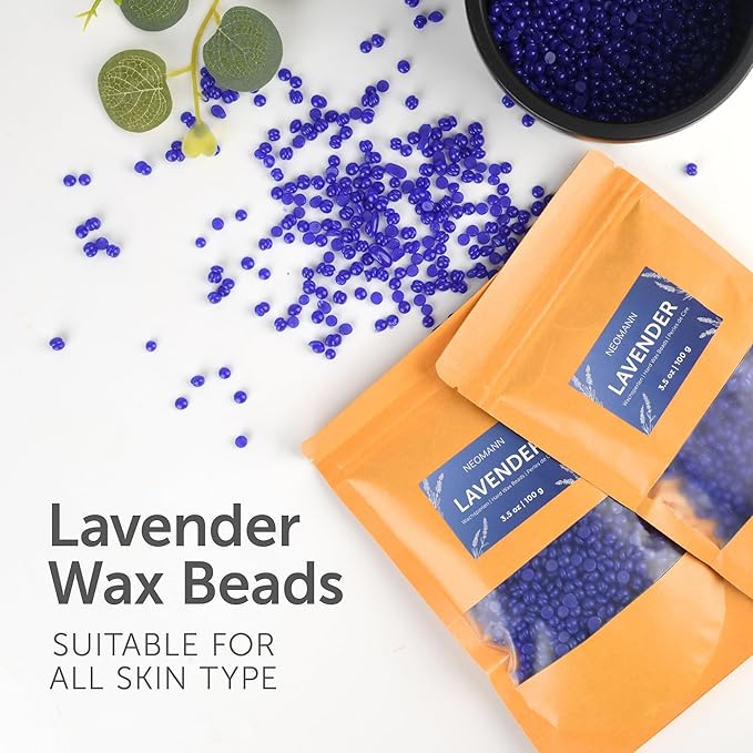 Waxer II LAV Brazilian & Bikini Waxing Kit Lavender – Hard Wax Lavende Beads, Pre & Post Wax Care, and Applicator Sticks for Face, Body, and Underarms Hair Removal
