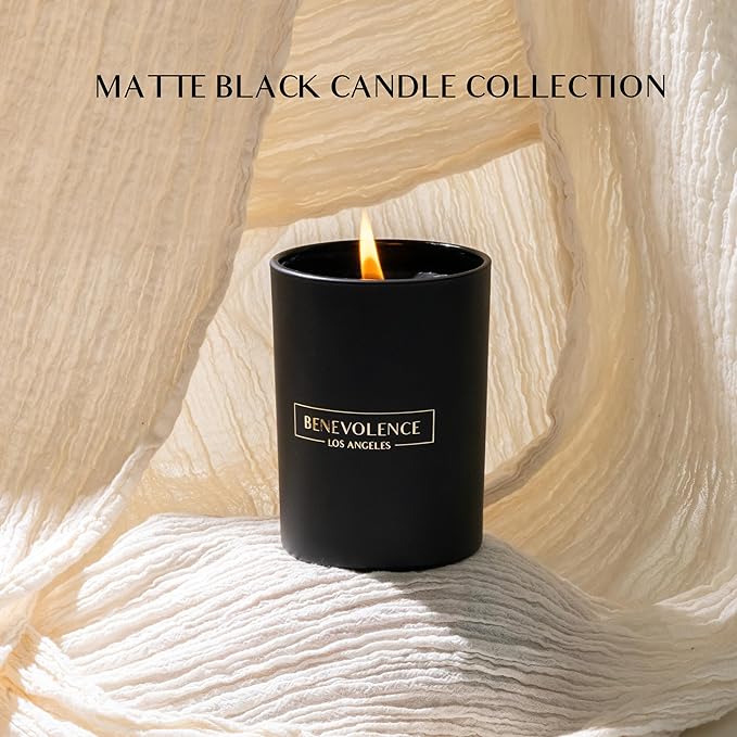 Benevolence LA Charcoal Scented Candle | Soy Christmas Candles, Black Candle for Home | Holiday Candles Gifts for Women and Men | Home Fragrance | Aromatherapy | Bathroom Freshener | 10oz