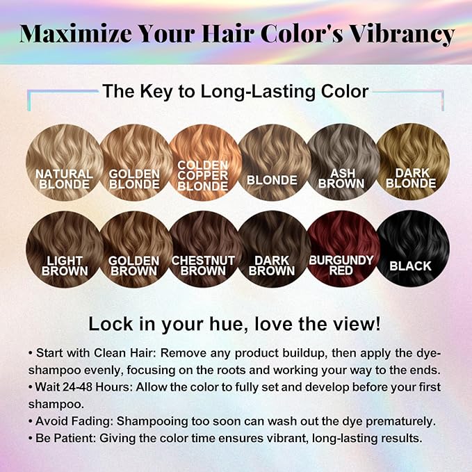 Natural Color Hair Dye Shampoo 3 IN 1, Instant Hair Coloring, Gray Coverage for Men & Women, Beard Dye Vegan Ammonia Free, Champú Para Canas Mujer & Hombre (GOLDEN COPPER BLONDE)