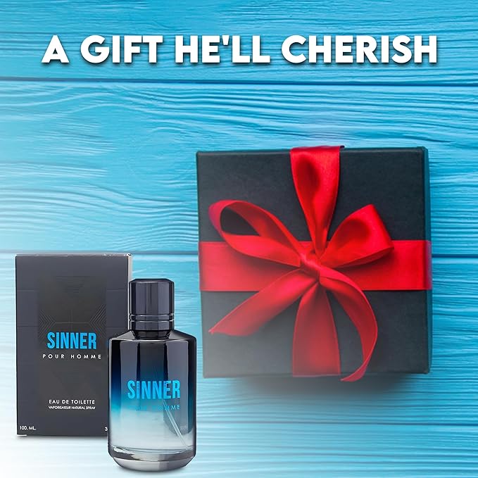 Sinner Sensual Woody Fragrance for Men | Long Lasting Cologne Aromatic Scent, Eau de Parfum Natural Spray - Great Holiday Gift, 3.4 Fl Oz/100 Ml