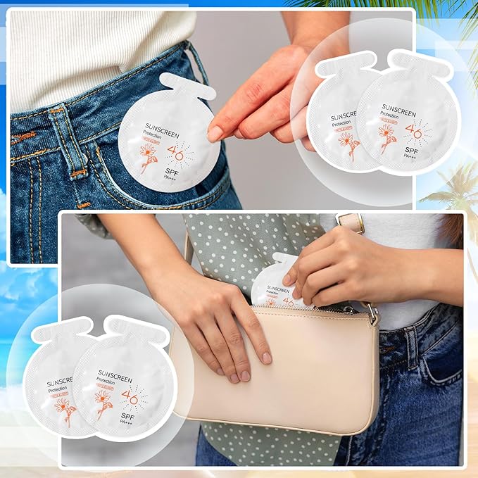 150 Pcs Sunscreen Bulk Mini Travel Size Sunscreen Packets SPF 46+ Summer Party Gifts for Women Girl