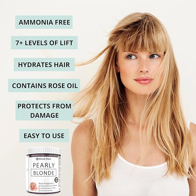 Pearly Blond Ammonia Free Toner Hair Dye Lightening Bleaching Powder 1.1 Pound / 17 Oz Tub - Made in Italy