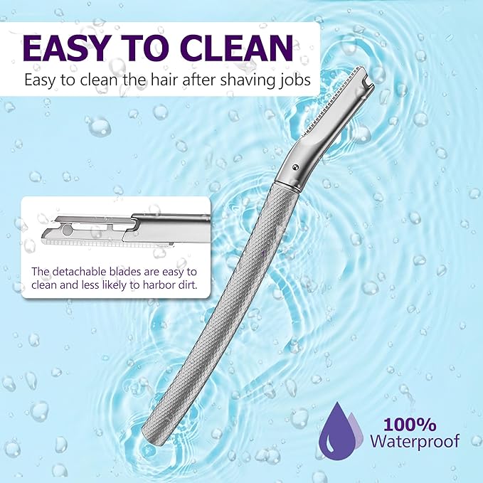 Eyebrow Razor with 16 Blades, Metal Razors for Women and Men,Dermaplane Razor for Women Face, Facial Hair Removal for & Eyebrow Hair Removal (Silver)