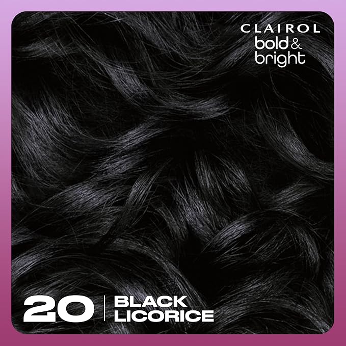 Clairol Bold & Bright Permanent Hair Dye, 20 Black Licorice Hair Color, Pack of 1
