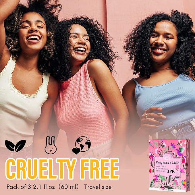 Body Spray for Women, Fragrance Hair & Body Mist Set, Travel Size Each 2.1 fl oz, 3 Pack, Velvet Reverie, Ethereal Garden, Golden Luxury