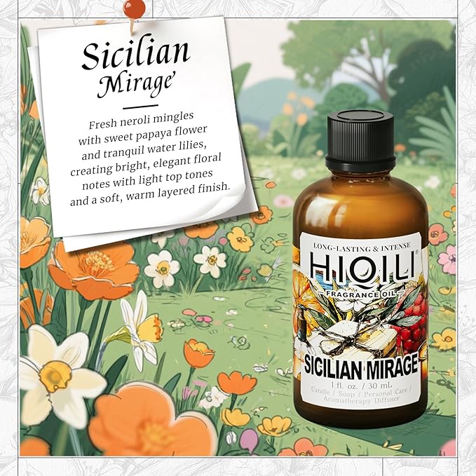 HIQILI Sicilian Mirage Fragrance Oil - Inspired by D.G-bana D-olce, Premium Oil for Candle & Hair Perfume Making, Personal Care Scenting, Luxury Scents - 1Fl Oz