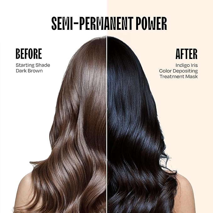 Overtone Semi Permanent Hair Color Conditioner, Indigo Iris, 8 oz, Nourishing, Damage-Free, Color Depositing Mask for All Hair Types with Shea Butter & Coconut Oil, Vegan & Cruelty-Free