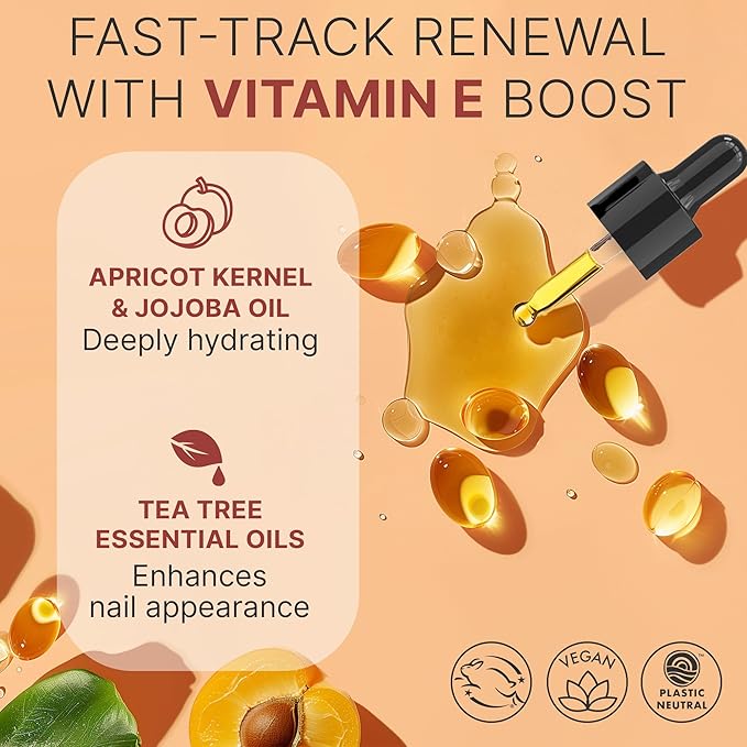 Organic Nail and Cuticle Oil - USA Made Nail Oil for Growth & Strength with Jojoba and Vitamin E, Repair for Damaged Nails & Cuticle Softener made with Natural Ingredients, Nails Care Products