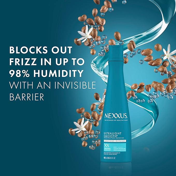 Nexxus Ultralight Smooth Conditioner Weightless for Dry and Frizzy Hair Smooth Hair Treatment to Block Out Frizz Against Humidity 13.5 oz