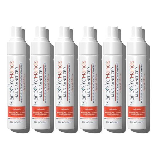 Tangerine Coriander Spray Hand Sanitizer | Travel Size | Hydrate & Cleanse | Made with Aloe Vera & Essential Oils | Green Tea Extract | Scented Travel Hand Sanitizer | Hand Sanitizer Spray | 6-Pack