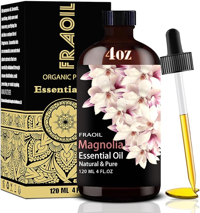 Magnolia Essential Oil, Magnolia Oil 4 Fl Oz 120ML for Diffuser Humidifier Yoga Cleaning DIY Candle Soap Making Perfume Gift for Women Essential Oils