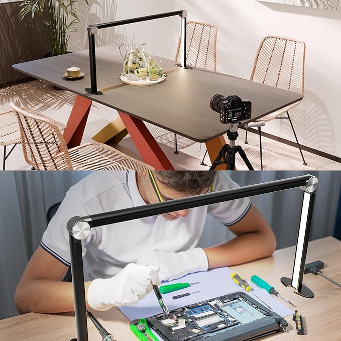 Nail Tech Lamp for Desk，30" 48W Professionals Led Light, Desk Lamp for Lash Eyelash Extension,Color Temperature 2700K-6000K,Full fold Makeup lamp,Salon&Home(Black)