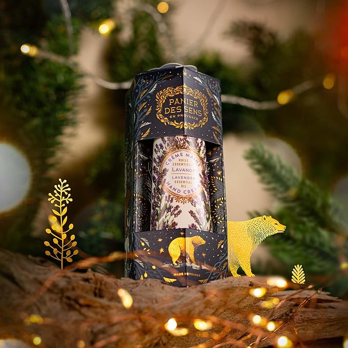 Panier des Sens - Christmas Limited Edition - Lavender Mini Hand Cream for Dry & Cracked Hands - 97% Natural Ingredients - Shea Butter & Olive Oil - Nourishing Hand Care Gift - Travel Size 1 Fl Oz