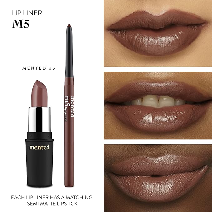 Mented Cosmetics Lip Liner for Women, Dark Brown Lipliner Lip Pencil, Waterproof Lipliner, Vegan + Cruelty Free Makeup, M5