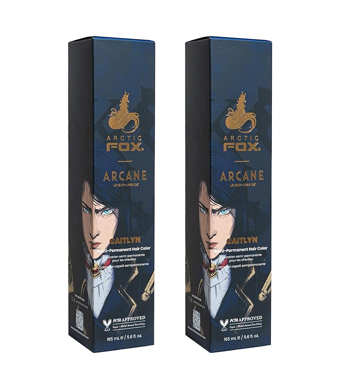Arctic Fox Semi Permanent Hair Dye, Vegan & Cruelty Free, Deep Navy Blue, Ammonia Free, Fade Resistant, Arcane Caitlyn, For All Hair Types, 5.6 Fl Oz (Pack of 2)