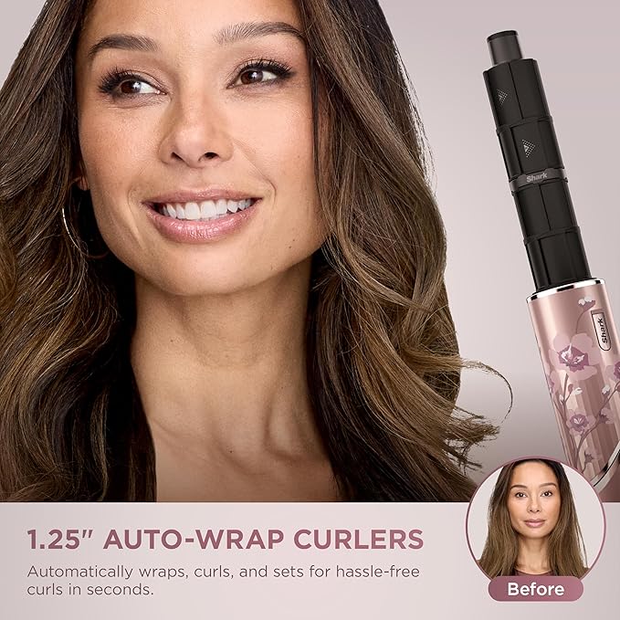Shark FlexStyle Air Styling & Drying System, Powerful Hair Dryer Brush & Multi-Styler with Auto-Wrap Curlers, Concentrator Attachment and Storage Bag, Blossom Bliss, HD432RS