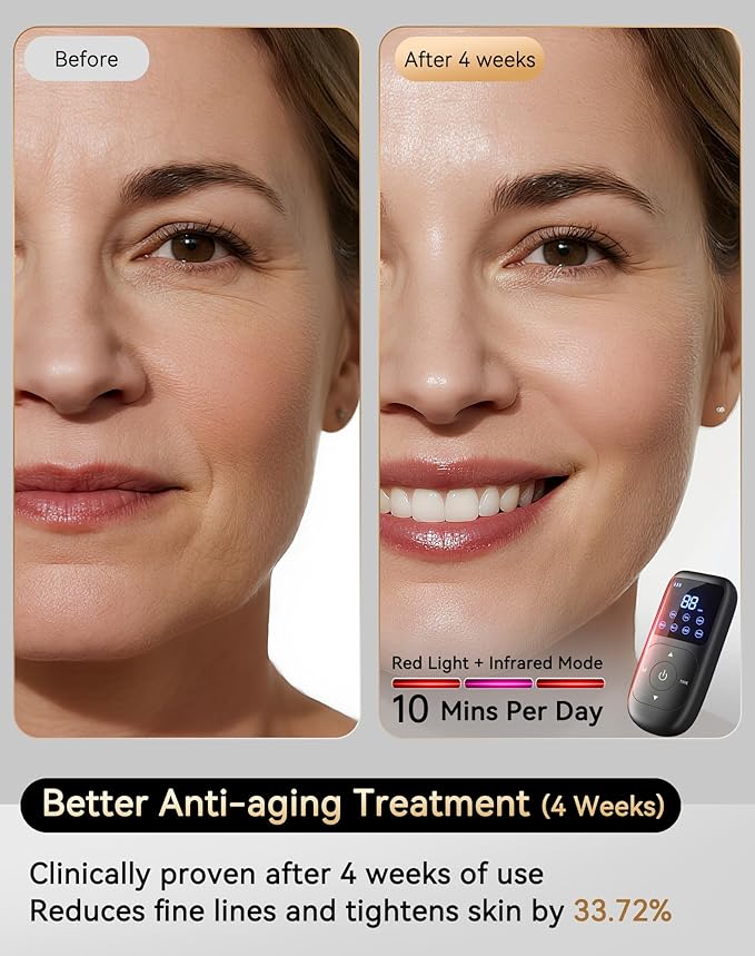 4D LED Face Mask Light Therapy, 4 Modes & 4000mAh Rechargeable Remote, Red Light Therapy for Face - 850nm Infrared & Red Light Mask, iQLED 5x Energy for Wrinkle & Acne Reduction, Timing Home & Travel