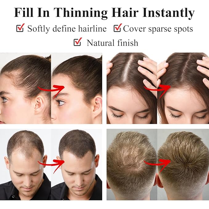 VOLLUCK Root Touch up Powder, Long-lasting Gray Hair Cover up Powder for All Hair Types, Waterproof for Women and Men (Black, 0.42 0unce)