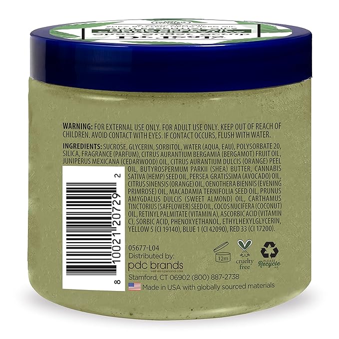 Dr Teal's Shea Sugar Body Scrub, Cannabis Sativa Hemp Seed Oil with Essential Oils, 19 oz (Pack of 3)