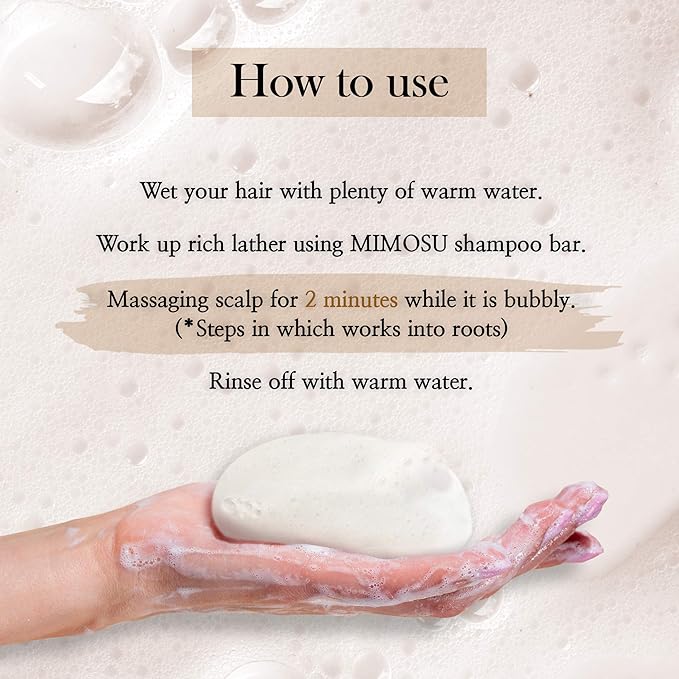 mimosu Fermented Rice Water Shampoo Bar – 2-Pack pH Balanced Unscented Solid Shampoo for hair growth, Nourishing, Eco-Friendly Korean Hair Care for Sensitive Scalp