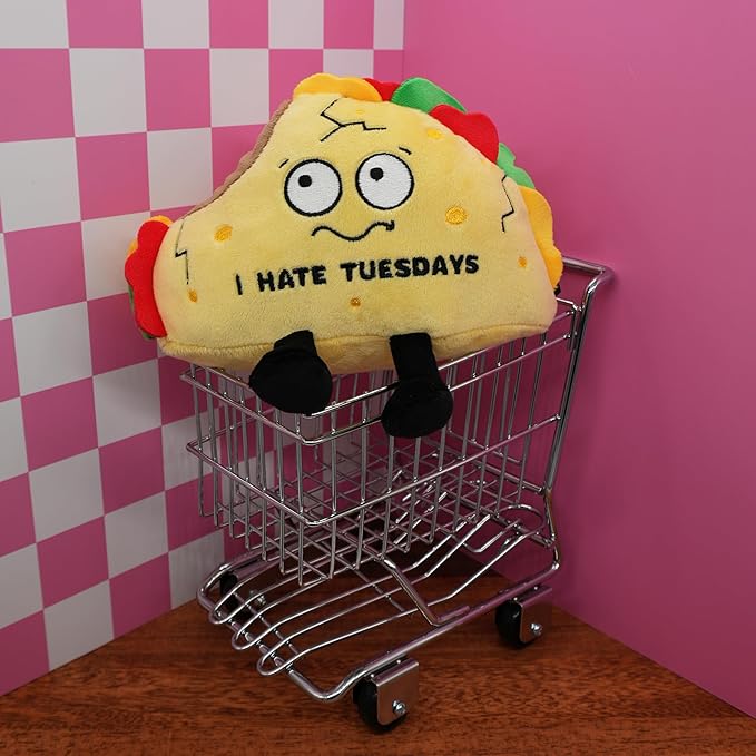 Punchkins Taco Plushie - I Hate Tuesdays Funny Plush, Gift for Taco Lovers, Cute Plush Toy for Gifting