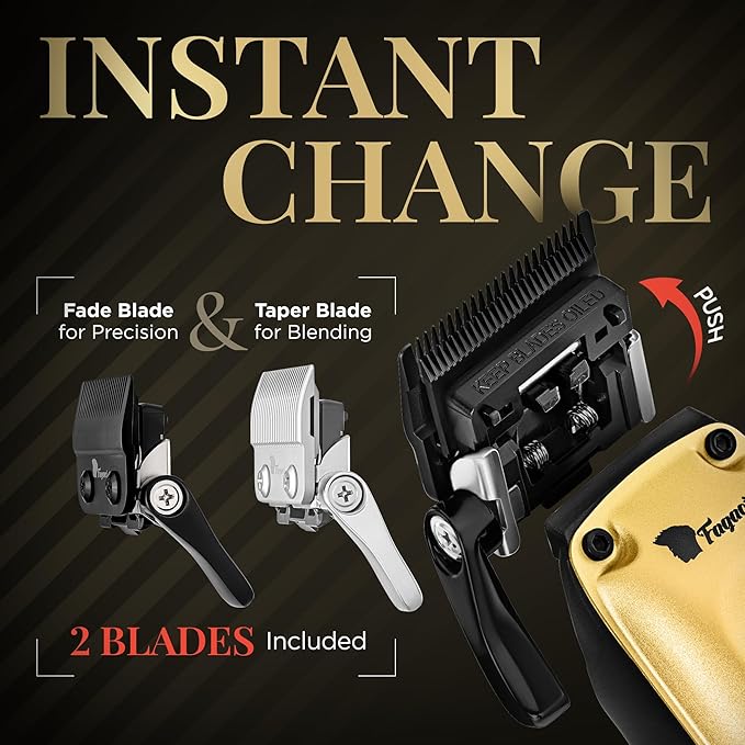 Fagaci Professional Hair Clippers for Men with Superior Precision, 5X Longer Sharpness Professional Barber Clippers Cordless with 2 Blades Fade & Taper, Brushless Motor Mens Hair Clipper Cordless Set