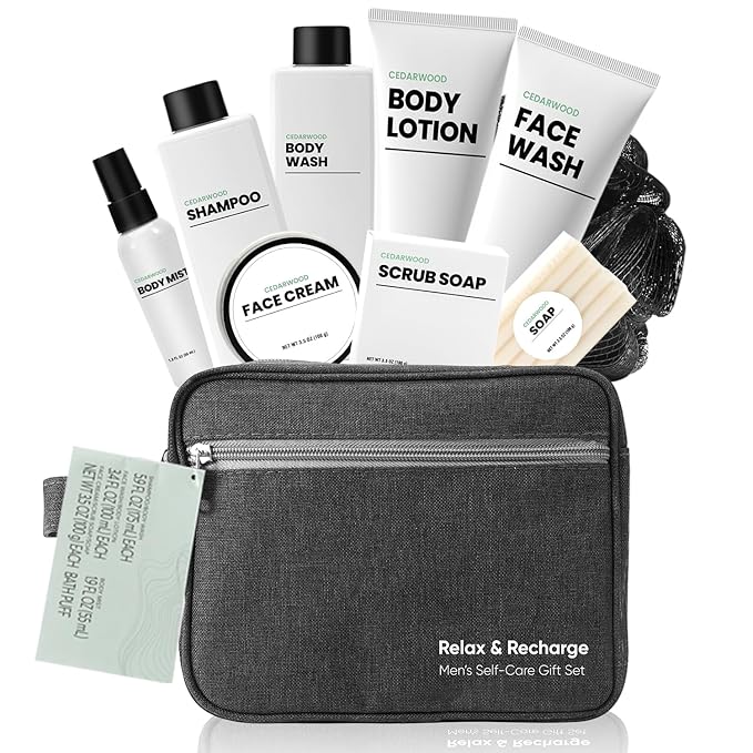 Body & Earth Gifts for Men 10Pcs Full Size Mens Body Wash Sets With Toiletry Bag Perfect Mens Gift for Christmas Birthday Gifts Anniversary Gifts for Men