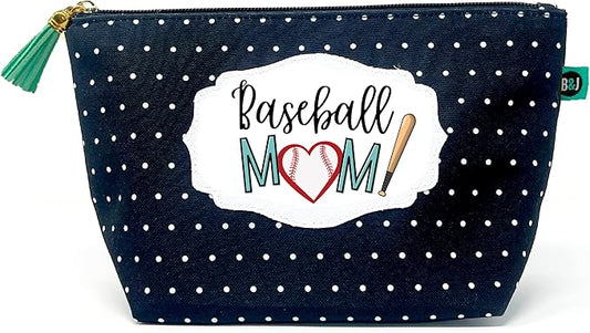Brooke & Jess Designs Sports Mom Baseball Pouch Gifts for Women Dotted Makeup Bags Cosmetic Bag Travel Toiletry Makeup Pouch Pencil Bag with Zipper Best Mommy Birthday Just Because Gifts