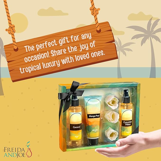 Fine Fragrance Body Mist & Body Splash Gift Set – Luxury Self-Care Combo for Women and Girls (Coconut, Cucumber, Mango Pear, Rose Soap)