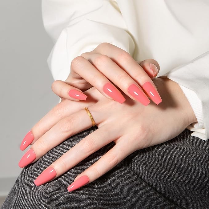 MAYCHAO 15ML Pink Ambition Gel Nail Polish 1Pc Coral Pink Gel Polish Soak Off UV LED Nail Polish Nail Art Starter Manicure Salon DIY at Home, 0.5 OZ