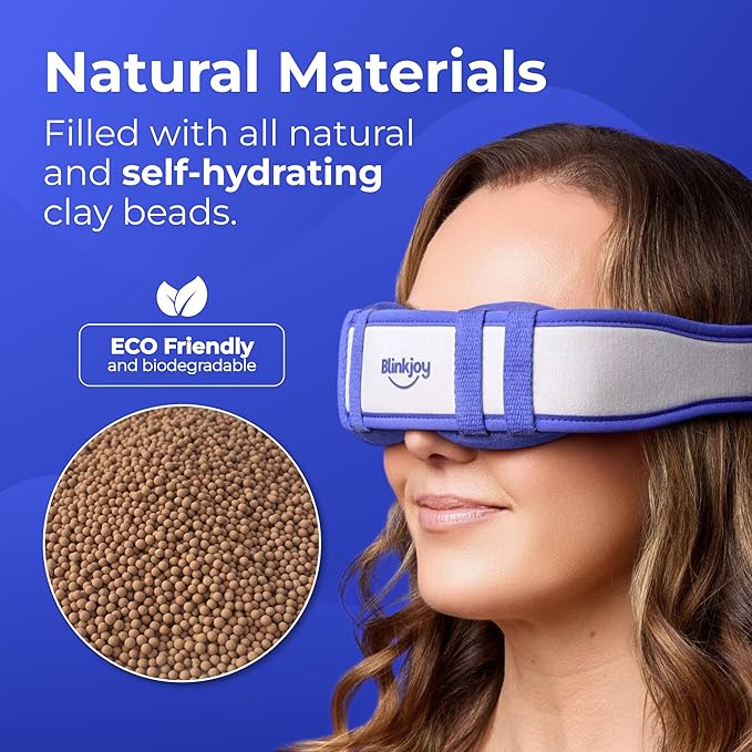 Moist Heated Eye Mask for Dry Eyes - Microwavable Warm Compress - No-Pressure Eye Wells, Adjustable Strap, Reusable Cover - Dry Eye, Blepharitis, Stye Relief