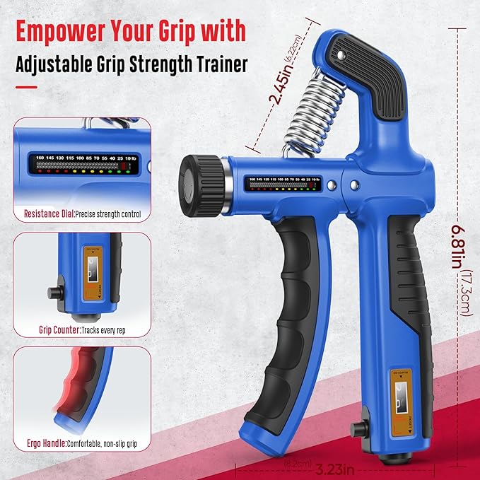 FitBeast Grip Strength Trainer, Hand Gripper Strengthener Kit - 6 Pack with Adjustable Resistance Forearm Strengthener, Forearm Exerciser and Massage Balls for Hand Therapy, Grip Training