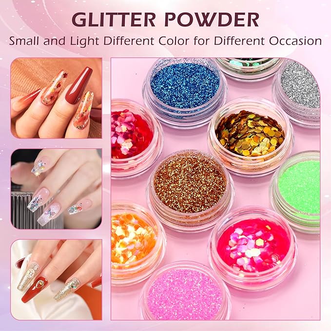 Practice Hand for Acrylic Nails, Fake Maniquin Training Hand for Nail Practice, 42 Colors Acrylic Powder Beginners Kit
