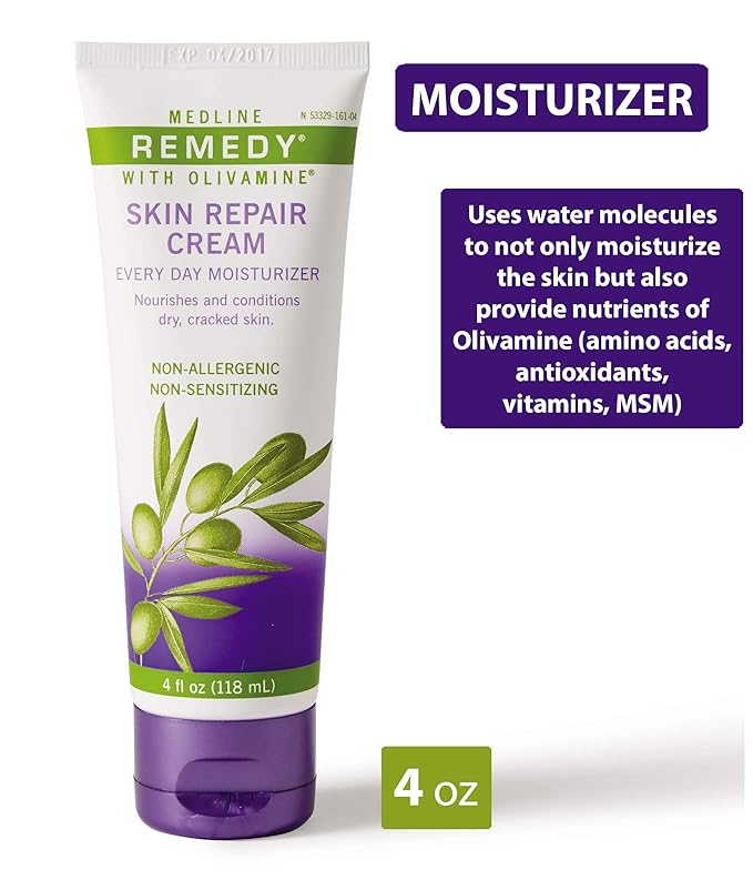 Medline Medline Remedy Skin Repair Cream Every Day Moisturizer with Olivamine, 4 Oz