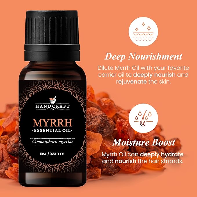 Handcraft Blends Myrrh Essential Oil – 0.33 Fl Oz – 100% Pure and Natural – Premium Grade Essential Oil for Diffuser and Aromatherapy, Skin, Massage, Candle and Soap Making Fragrance
