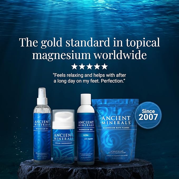 Ancient Minerals Natural Deodorant Cream – Unscented, Aluminum-Free with Magnesium, Zinc & Vitamin E for Women and Men, Vegan Formula for Sensitive Skin, 24-Hour Odor Protection, 2 oz