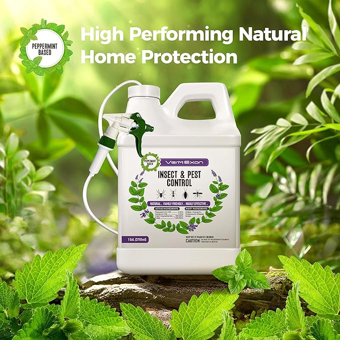 Peppermint Oil Insect & Pest Control Spray – 128oz Natural Plant-Based Bug Killer for Spiders, Ants, Flies, and Other Insects, Safe for Home & Kitchen Use