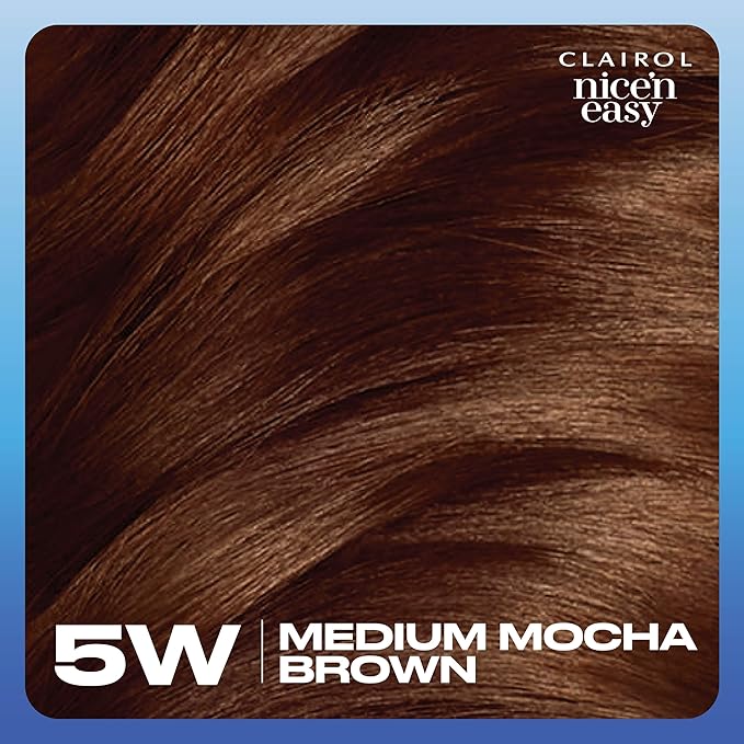 Clairol Nice'n Easy Permanent Hair Dye, 5W Medium Mocha Brown Hair Color, Pack of 1