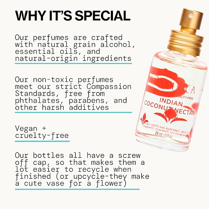 Pacifica Indian Coconut Nectar Perfume Spray – Tropical Vanilla & Coconut Fragrance, Layerable Beachy Perfume for Women, Clean, Non-Toxic, Vegan & Cruelty-Free Formula, All-Day Long Lasting